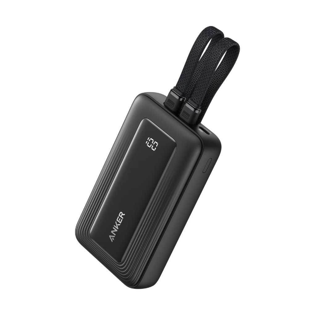 Anker Power Bank (10k,30w, built-in USB-C+ Lightning cable) Black