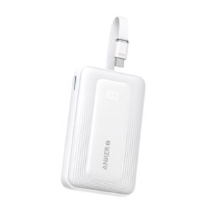 Anker Zolo Power Bank (10K, 30W, Built-In USB-C Cable) White