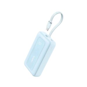 Anker Zolo Power Bank (10K, 30W, Built-In USB-C Cable) Blue