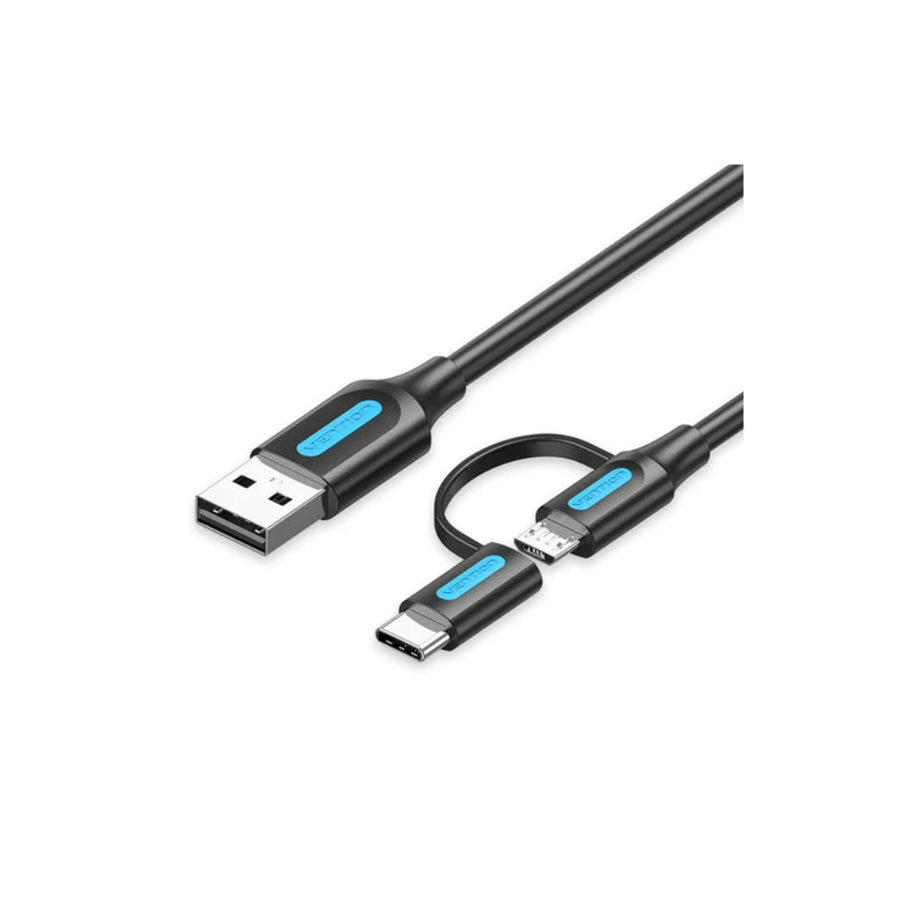 Vention USB 2.0 A Male to 2-in-1 Micro-B&USB-C Male 3A Cable