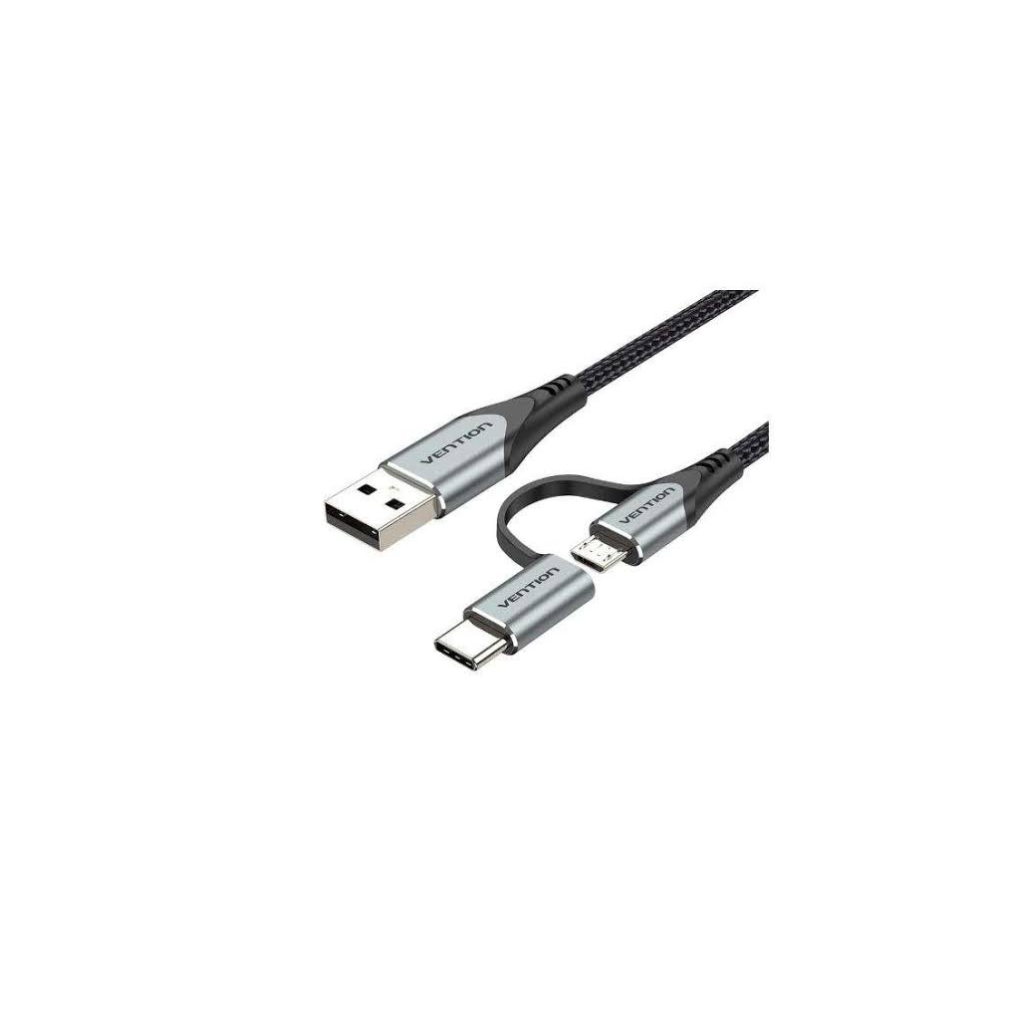 Vention USB 2.0 A Male to 2-in-1 Micro-B&USB-C Male 3A Cable