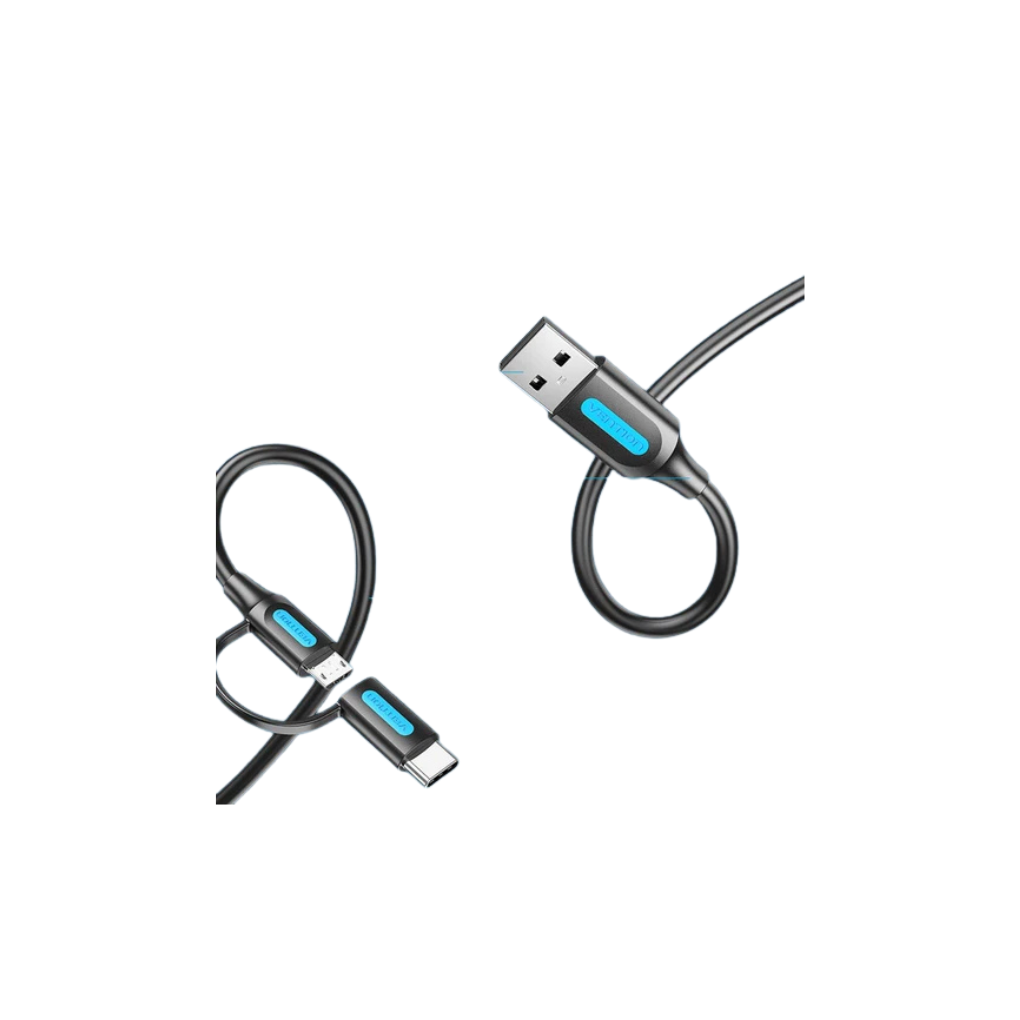 Vention USB 2.0 A Male to 2-in-1 Micro-B&USB-C Male 3A Cable