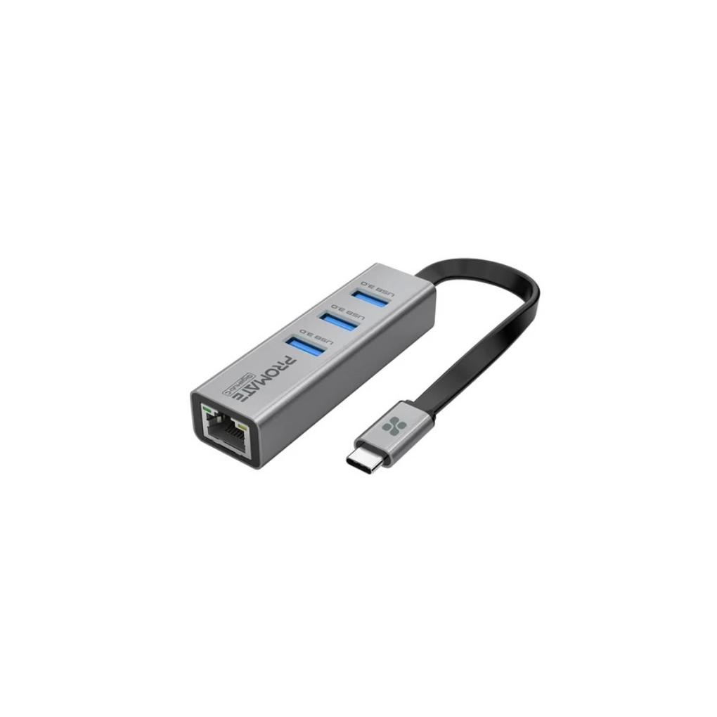 Promate USB-C Hub with 3 USB 3.0 Ports & 1000Mbps