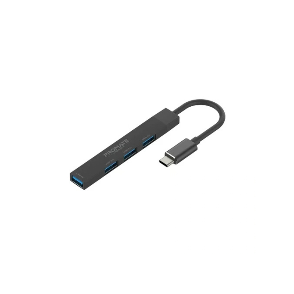 Promate USB-C Hub with 4 USB Ports, USB-C to USB-A Adapter