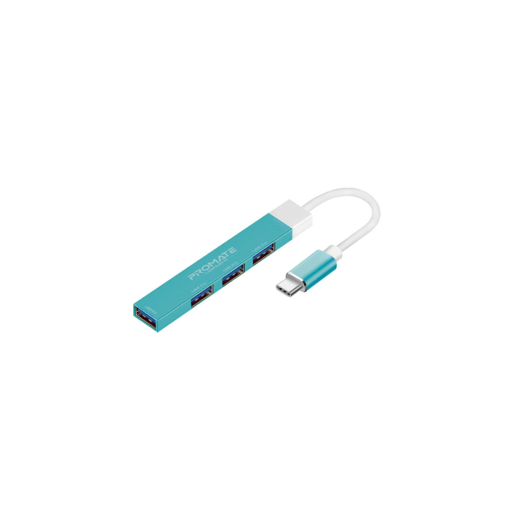 Promate USB-C Hub with 4 USB Ports, USB-C to USB-A Adapter