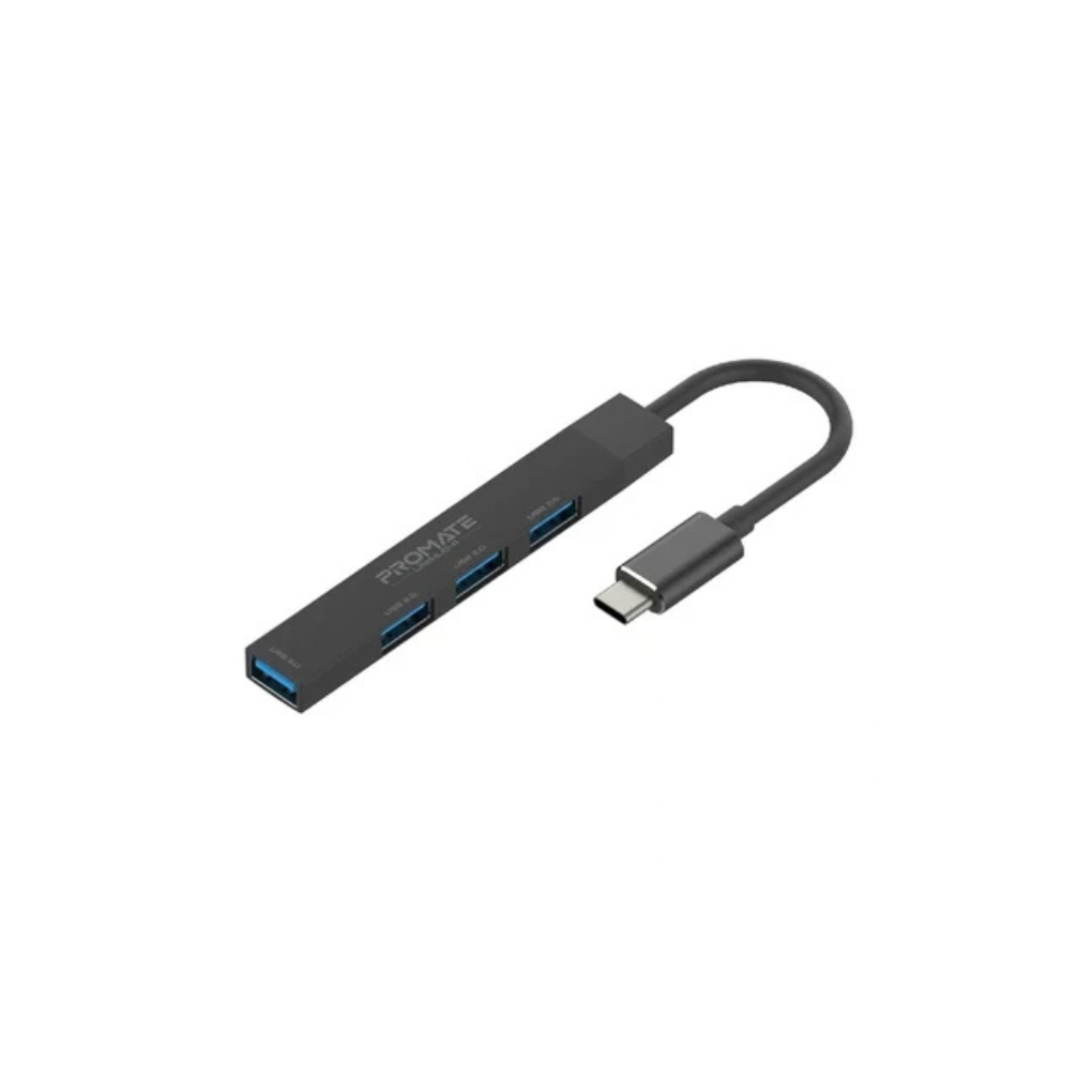 Promate USB-C Hub with 4 USB Ports, USB-C to USB-A Adapter