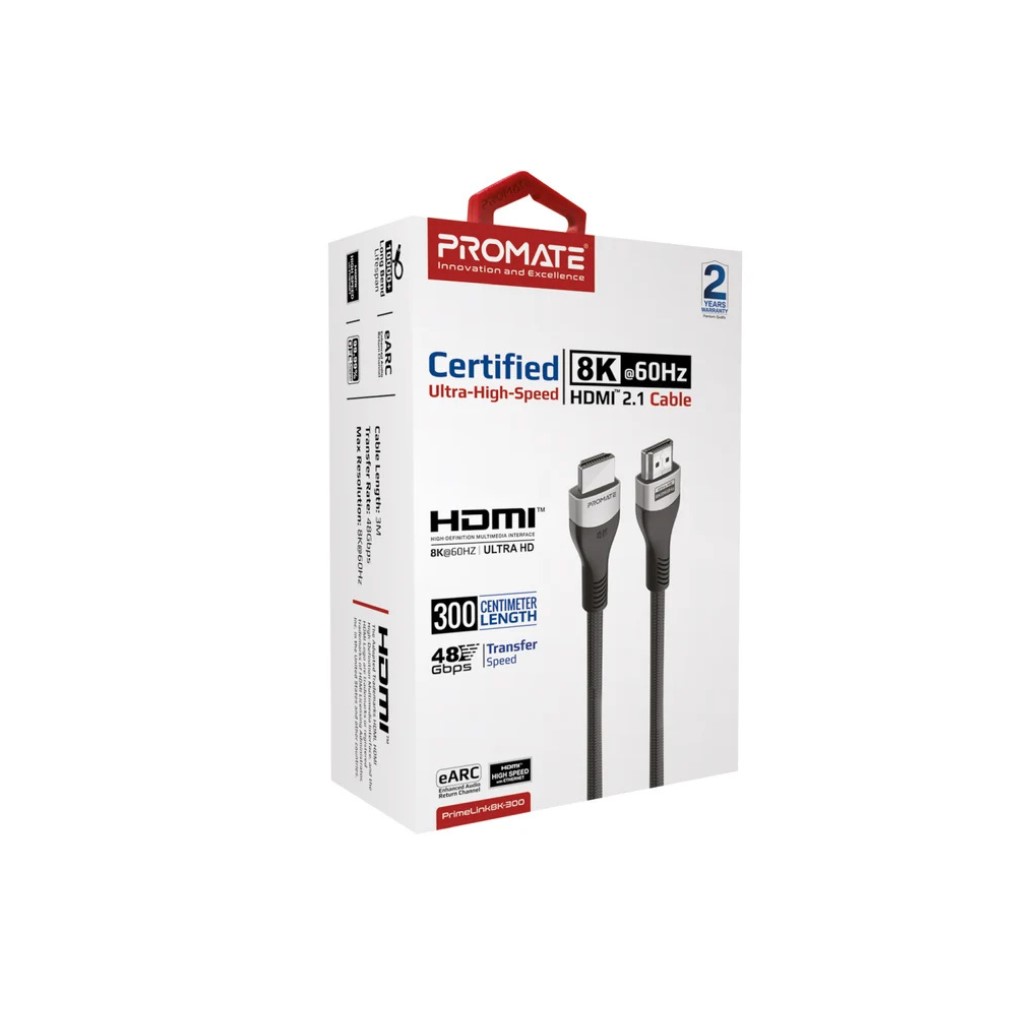 Promate Ultra High-Speed 8K@60Hz HDMI 2.1 Cable,3M