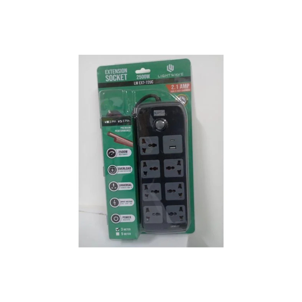 LW 72UC 3P 7Way Extension Socket