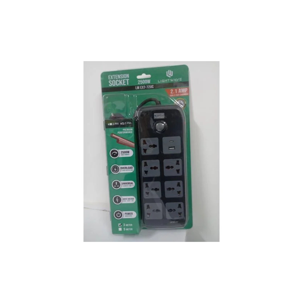 LW 72UC 3P 7Way Extension Socket