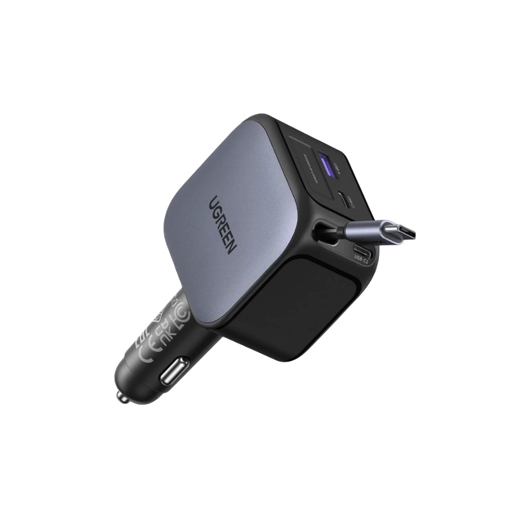 UGREEN Nexode Car Charger 145W with Retractable USB-C Cable