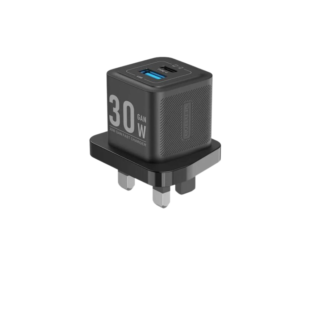 Vention 2-Port USB (C + A) GaN Charger UK-Plug