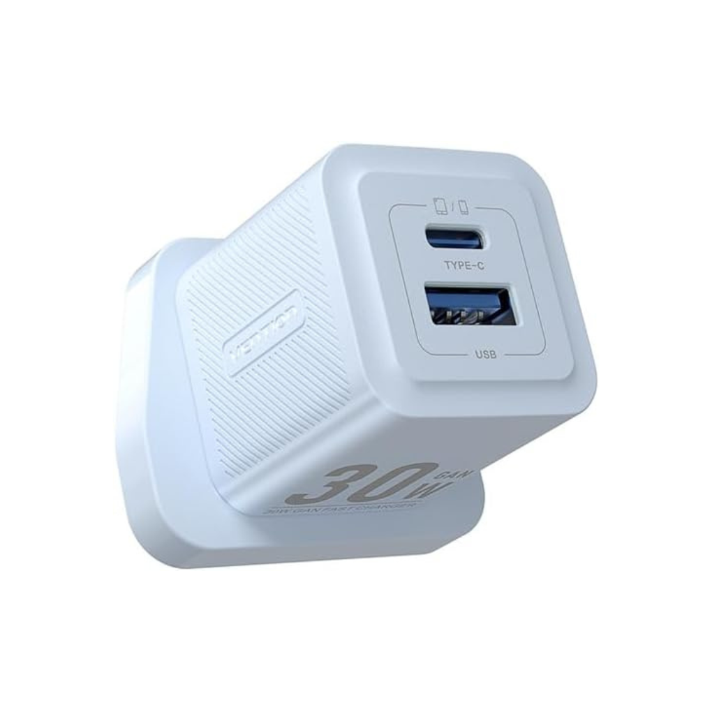 Vention 2-Port USB (C + A) GaN Charger UK-Plug